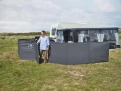 Isabella Mega Granite 6-delig Windscherm - Donkergrijs -Cres Tenten Winkel 63697 isabella windscherm mega granite 6 delig