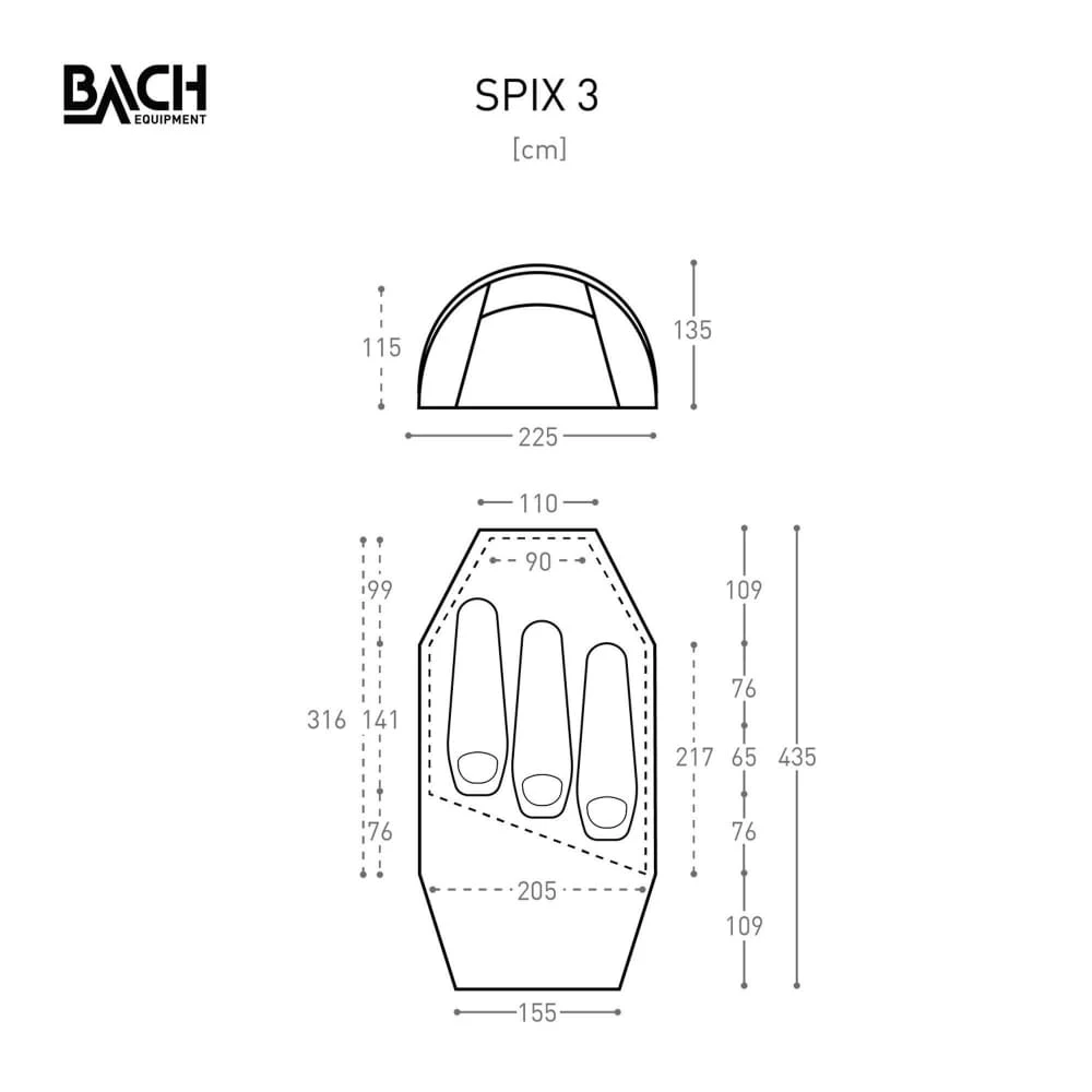 Bach Spix 3 / 3 Persoons Tent Oranje 6 Bach Spix 3 / 3 Persoons Tent Oranje - Afbeelding 6