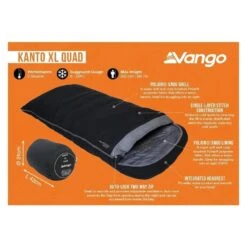 Vango Kanto XL Quad Deken Slaapzak Synthetisch Zwart -Cres Tenten Winkel 96988 vango kanto xl quad flare slaapzak